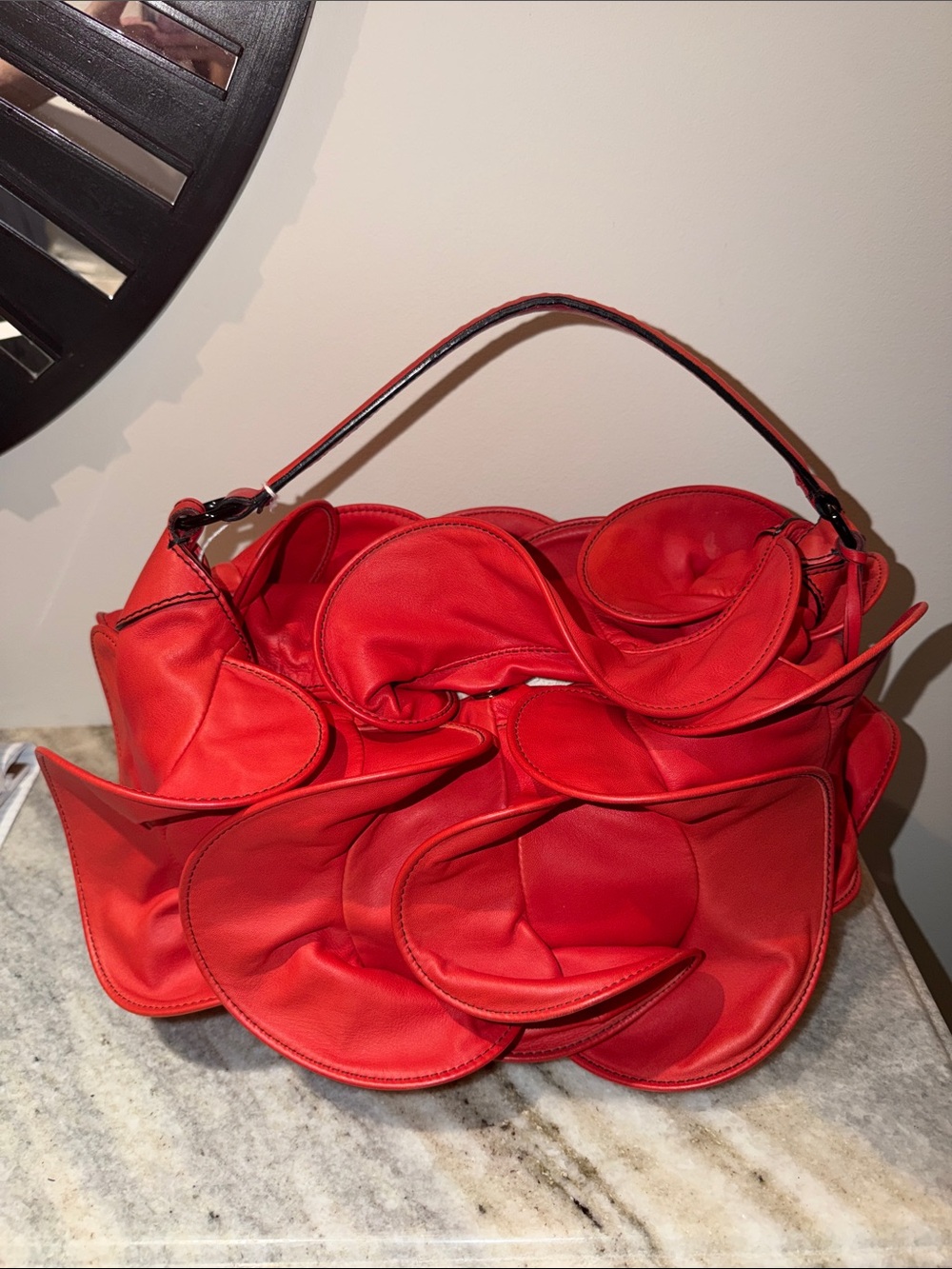 Valentino Red Sculpted Petal Shoulder Bag